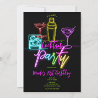 Lumières Néon Colorées Cocktails 21e Anniversaire