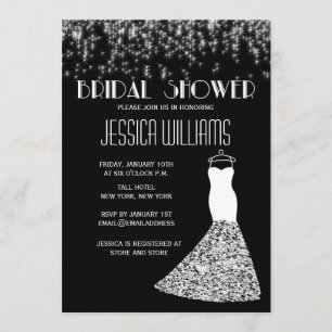 Invitation Lumières Noir Et Blanc Fête des mariées Glamour
