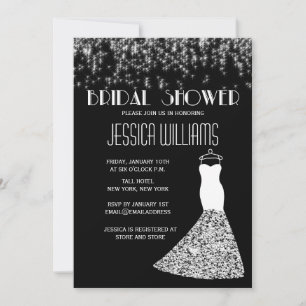 Invitation Lumières Noir Et Blanc Fête des mariées Glamour In