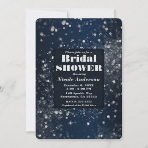 Invitation Lumières Pailletées Bleu et Argent Glamour Shower