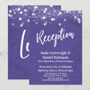 Invitation Lumières Réception de Mariage Texturée Violet Seul