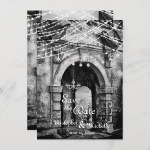 Invitation Lumières romantiques Goth Archway Mariage Enregist