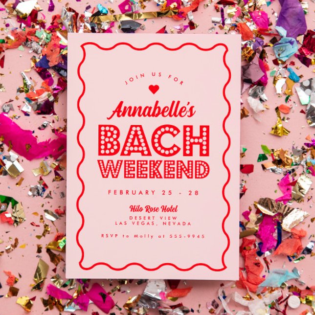 Invitation Lumières rose ondulé Bachelorette Week-end Itinéra (Créateur téléchargé)