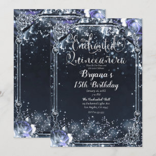Invitation Lumières Roses Étincelantes Argent Violet Quinceañ