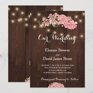 Invitation Lumières rustiques chic peony peonn grange mariage