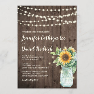 Invitation Lumières rustiques de ficelle de tournesol