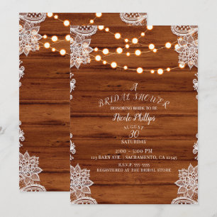 Invitation Lumières Rustiques en Bois et Ficelle pour Baby Sh