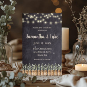 Invitation Lumières rustiques en forme de guirlande avec pot 
