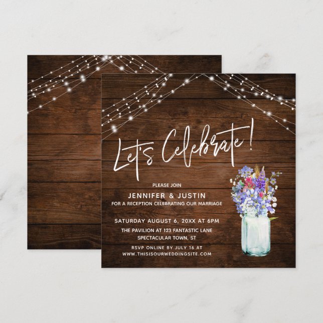 Invitation Lumières rustiques Fêtons les fleurs sauvages en p (Devant / Derrière)