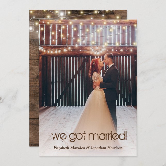 Invitation Lumières Rustiques Réception Mariage de photos (Devant / Derrière)