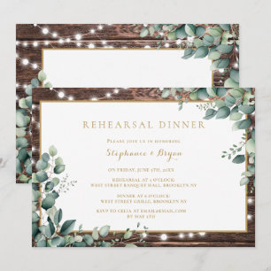 Invitation Lumières Rustiques Reproduction de verdure Dîner I
