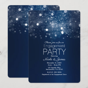 Invitation Lumières scintillantes argentées bleues d'hiver po