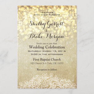 Invitation Lumières scintillantes Burlap & Lace Campagne Chic