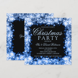 Invitation Lumières scintillantes de la fête de Noël bleue