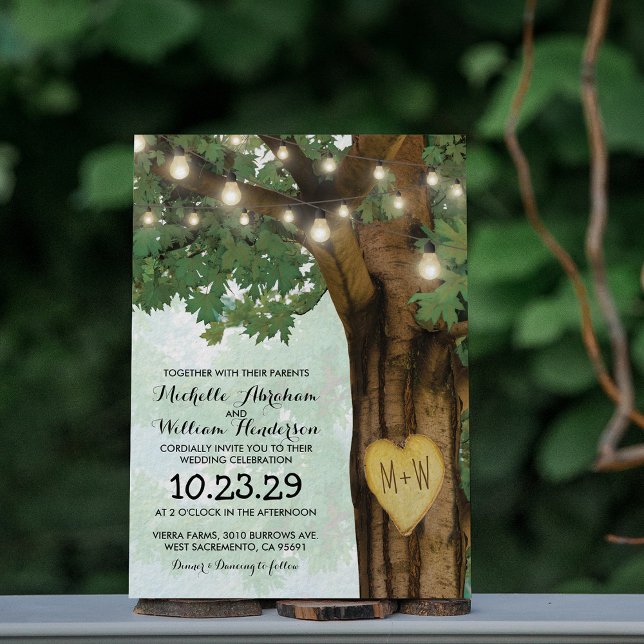 Invitation Lumières scintillantes de mariage d'arbre de la fo (Créateur téléchargé)