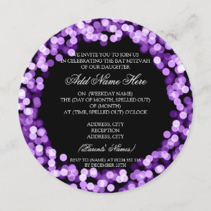 Invitation Lumières scintillantes pourpres de bat mitzvah
