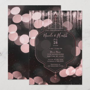 Invitation Lumières scintillantes rose noir pour fiançailles 
