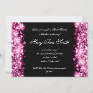 Invitation Lumières scintillantes roses du Sweet sixteen Part