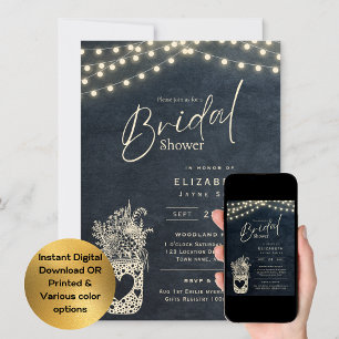 Invitation Lumières scintillantes   Rustic Barn Woodland Mari