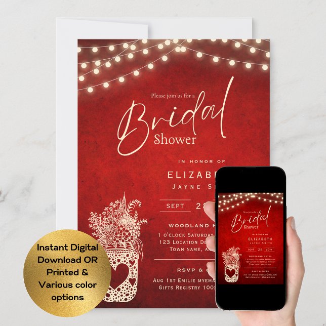 Invitation Lumières scintillantes | Rustic Barn Woodland Mari (Créateur téléchargé)