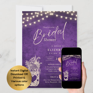 Invitation Lumières scintillantes   Rustic Barn Woodland Mari