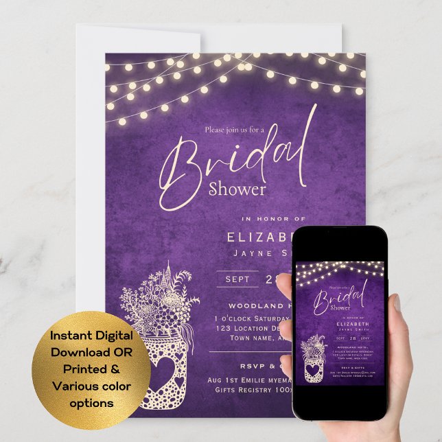 Invitation Lumières scintillantes | Rustic Barn Woodland Mari (Créateur téléchargé)