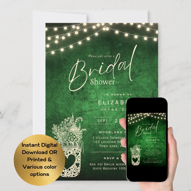 Invitation Lumières scintillantes | Rustic Barn Woodland Mari (Créateur téléchargé)