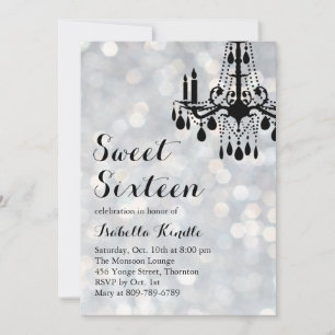 Invitation Lumières scintillantes Silver Ballroom Sweet 16 In