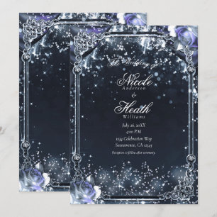 Invitation Lumières scintillantes violettes argentées et rose