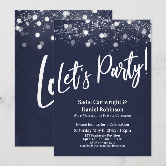 Invitation Lumières Texturé Faisons la Fête Réception de la M (Devant / Derrière)