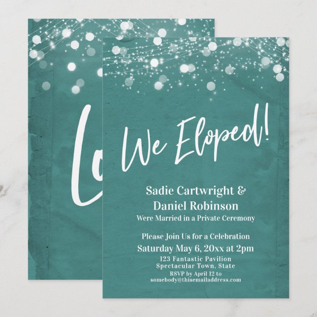 Invitation Lumières Texturé Nous sommes partis en cachette Sa (Devant / Derrière)