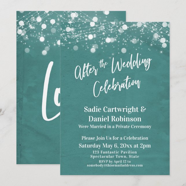 Invitation Lumières Texturées Après la Célébration de Mariage (Devant / Derrière)