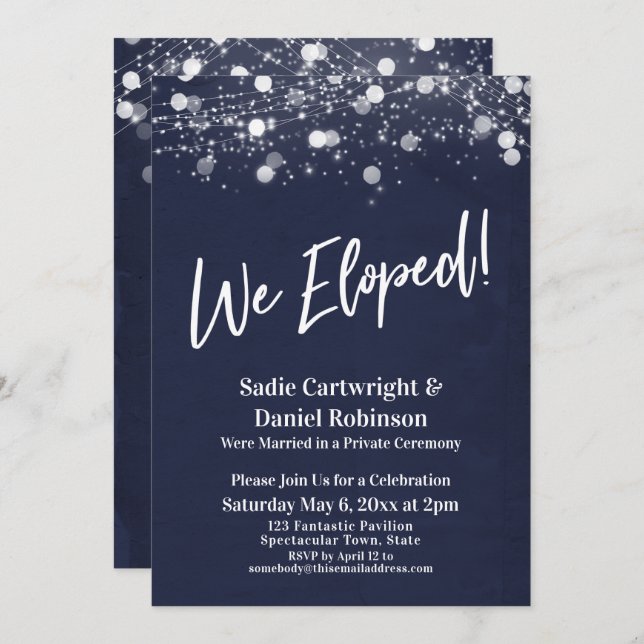 Invitation Lumières Texturées Nous nous sommes enfuis Récepti (Devant / Derrière)