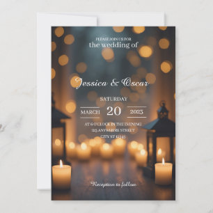 Invitation Luminaire lueur Moody Bokeh & Mariage de lanterne