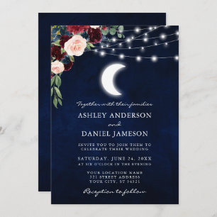 Invitation Luminaires floraux de la Lune céleste Mariage phot