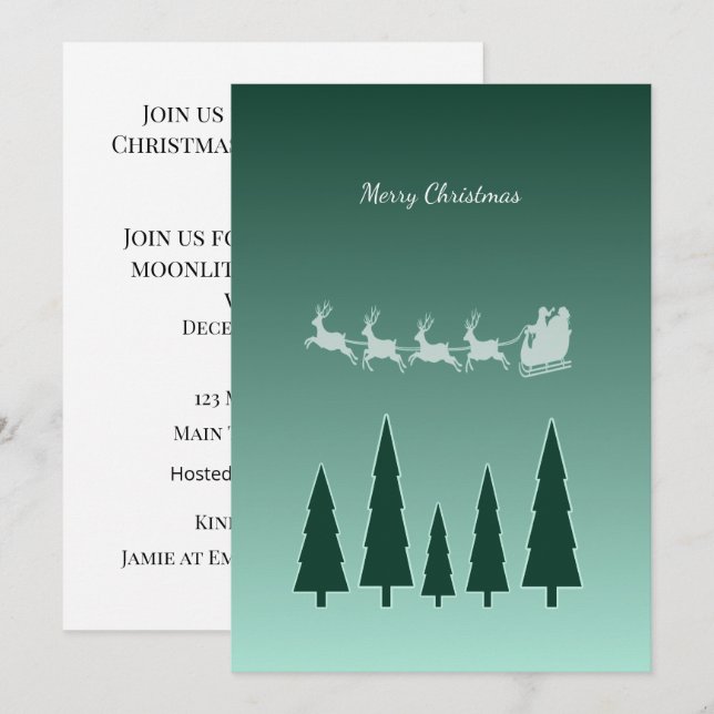 Invitation lumineuse pour la fête de Noël avec tra (Devant / Derrière)