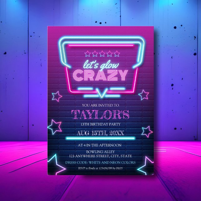 Invitation Luminosité dans le Neon foncé violet bleu n'import (Créateur téléchargé)