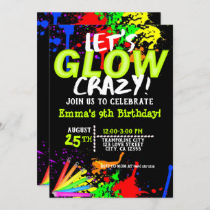 Invitation Luminosité dans le noir Cosmic Jump & Neon parti