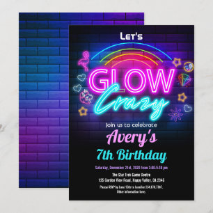 Invitation Luminosité dans l'obscurité Fille Anniversaire Inv