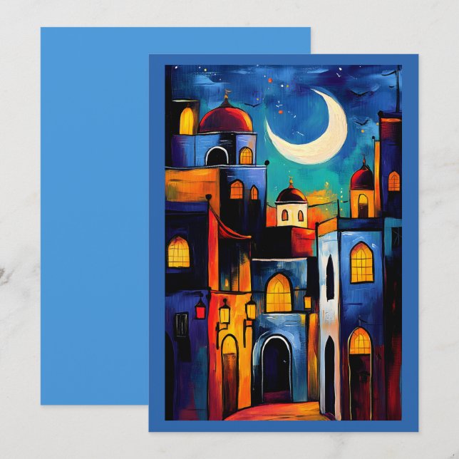 Invitation Luminosité du croissant | Mosquées géométriques du (Devant / Derrière)