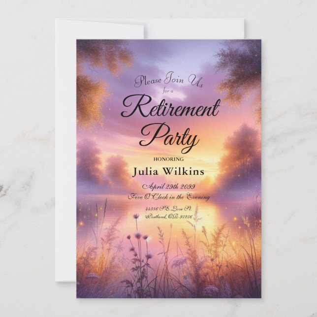 Invitation Luminosité paisible du soir au bord du lac (Devant)