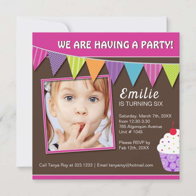 Invitation lunatique de fête d'anniversaire de (Devant)