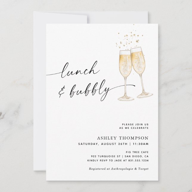 Invitation Lunch & Bubbly Bridal Shower, Champagne Bridal (Devant)