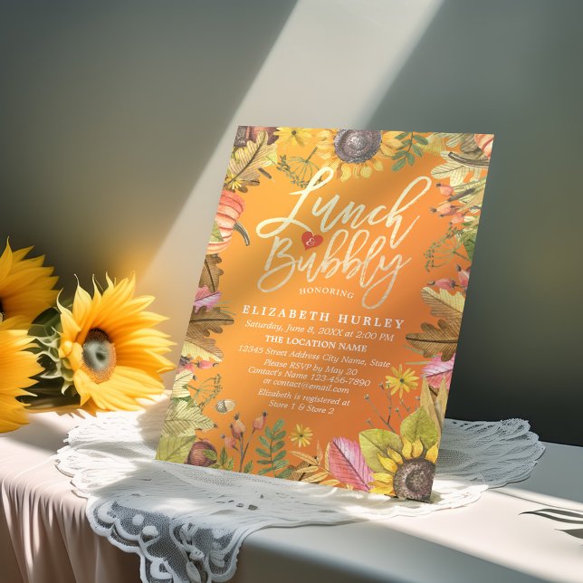 Invitation Lunch & Bubbly Réception de Mariage Feuilles d'Éra (Créateur téléchargé)