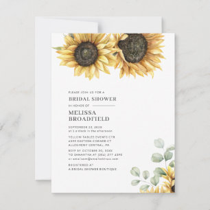 Invitation Lunch de mariage au tournesol eucalyptus floral