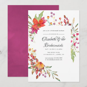 Invitation Luncheon de demoiselles d'honneur à l'aquarelle Fl