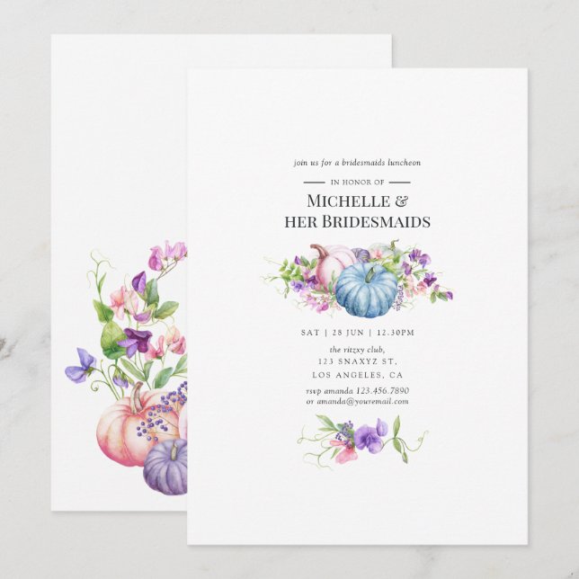 Invitation Luncheon de demoiselles d'honneur floral automne (Devant / Derrière)