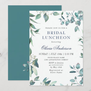 Invitation Luncheon de mariage à la verdure d'eucalyptus aqua