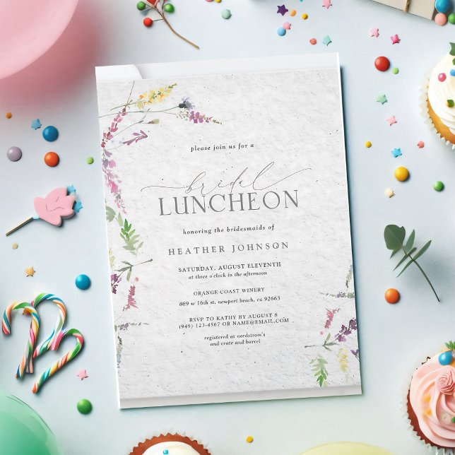 Invitation Luncheon de mariage à l'aquarelle de fleurs sauvag (Créateur téléchargé)