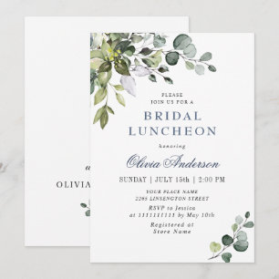 Invitation Luncheon de mariage avec élégante verdure d'eucaly